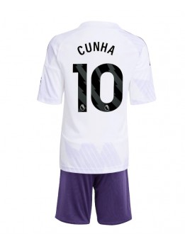 Billige Manchester United Matheus Cunha #10 Bortedraktsett Barn 2025-26 Kortermet (+ Korte bukser)